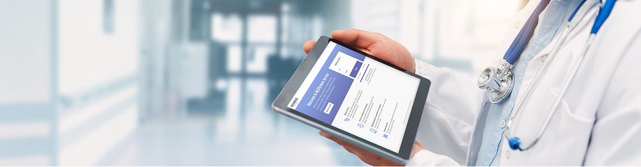 MyOlympus Service on a tablet