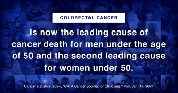 COLORECTAL CANCER is now the leading cause of cancer death for men under the age of 50 and the second leading cause for women under 50.