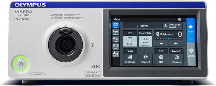 Front panel of the OTV-S400 Visera 4K UHD Camera Control Unit